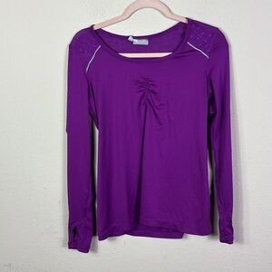 Athleta Purple Long Sleeve Ruched Front Breathable Back Thumbholes Purple sz S